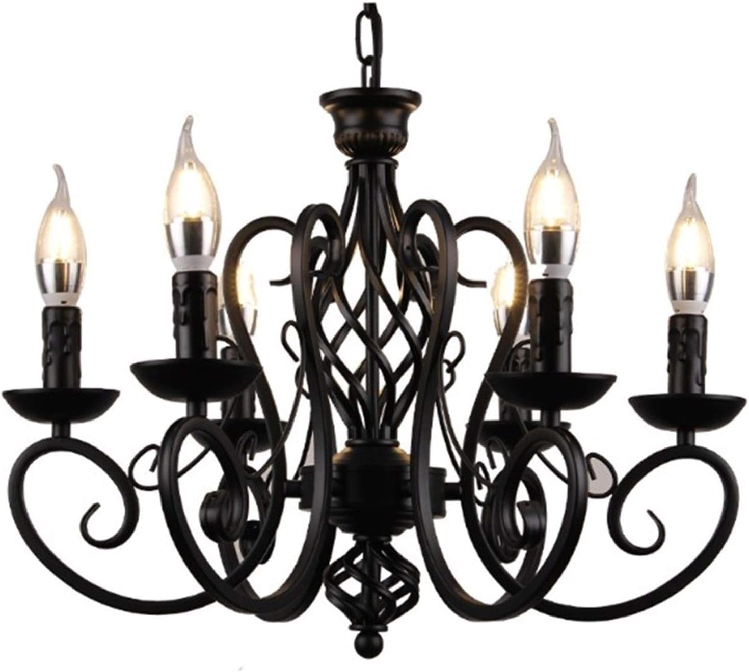 LYMSXAZOU Chandelier Light Shades Ceiling Retro Industrial Loft Black Lamp Europe Wrought Iron Lamps, Pendant Lights Modern