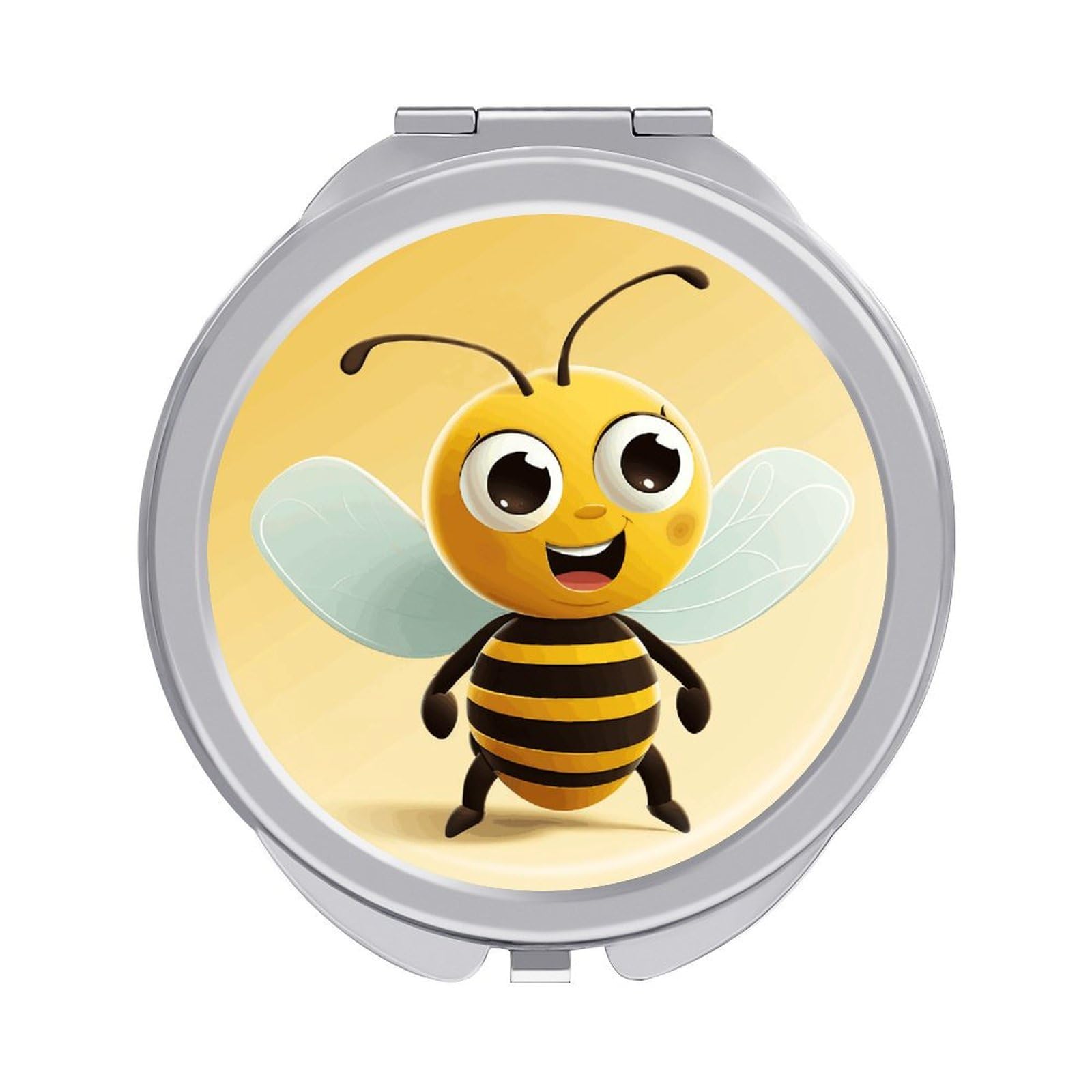 JTREHY Cartoon Bee Makeup Mirror Silver Mirror Surface Folding Makeups Mirrors Lightweight Durable Looking Glass for Suitable Traveling Handbag and Purses