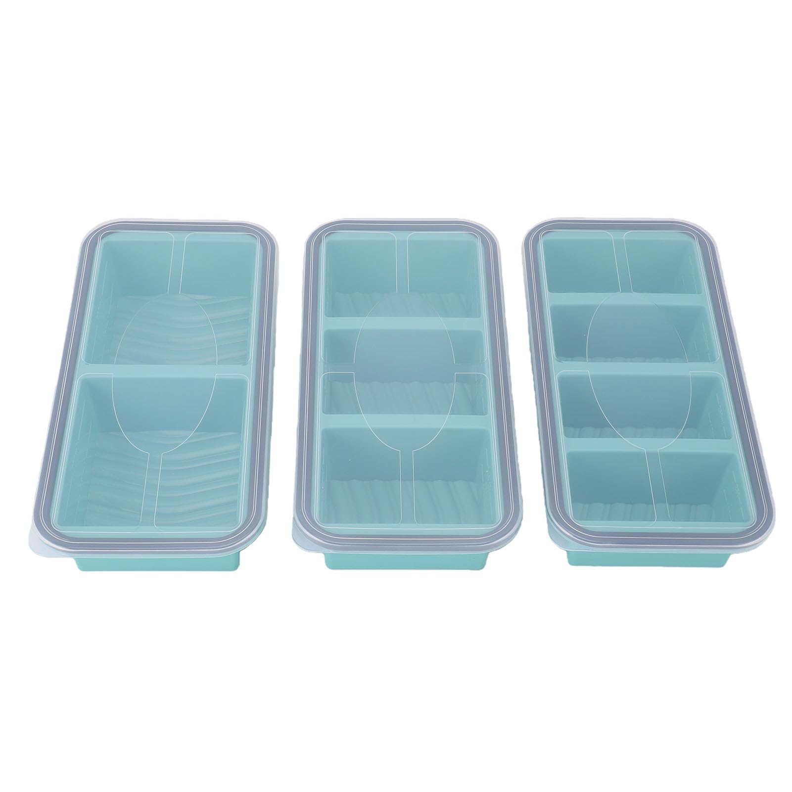 Stampo per Freezer in Silicone con Coperchi, 3 Pezzi con Linee di