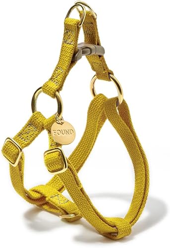 Found My Animal - Arnés de algodón amarillo para gatos y perros (grande) - Arnés para perro teñido a mano y hecho a mano - Arnés ajustable para