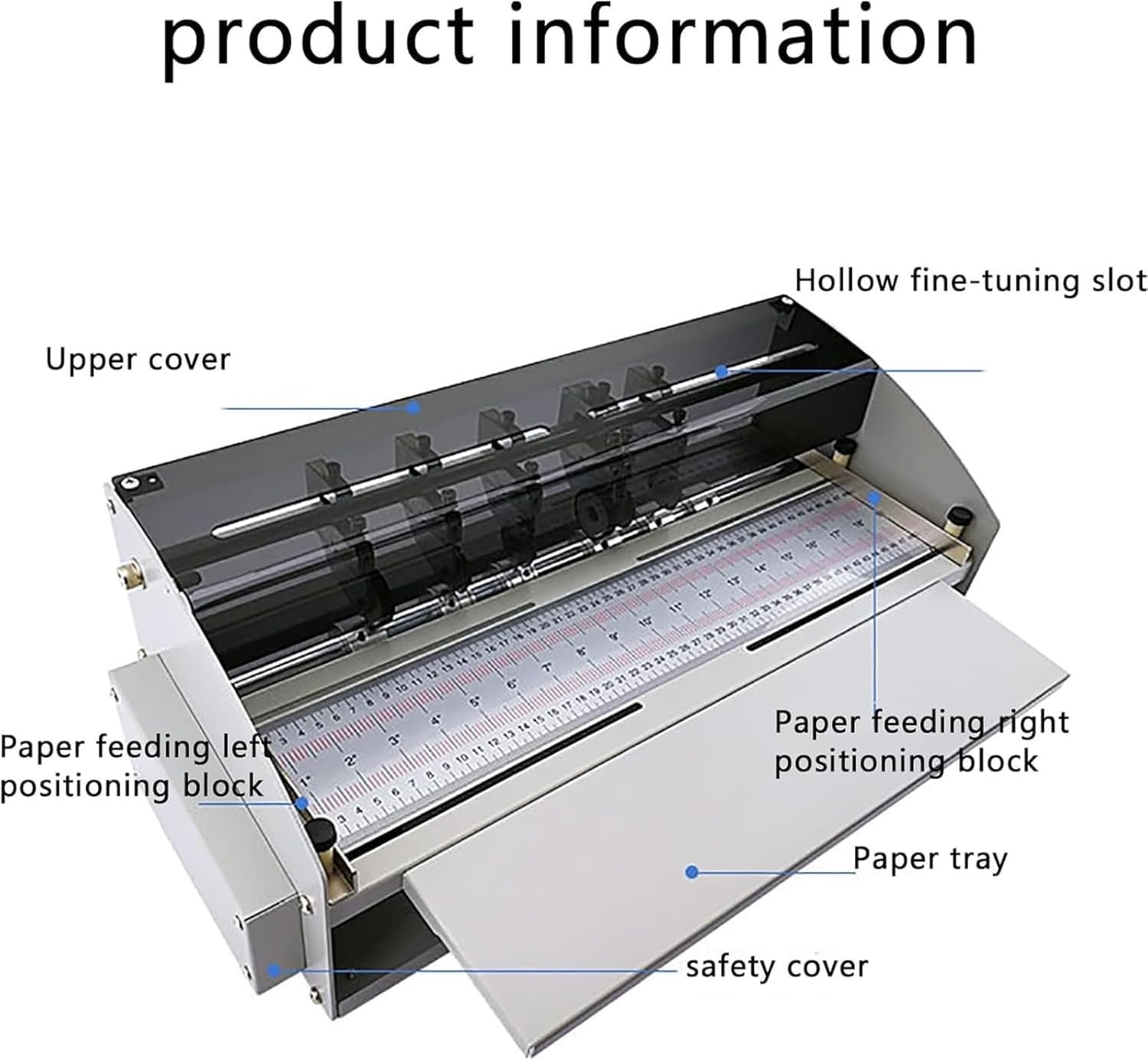 Máquina de plegado de papel, cortador perforador de 18 pulgadas con regla de escala, máquina plegable de papel multifunción para tarjetas, invitaciones, boletos, portadas de libros, fotos