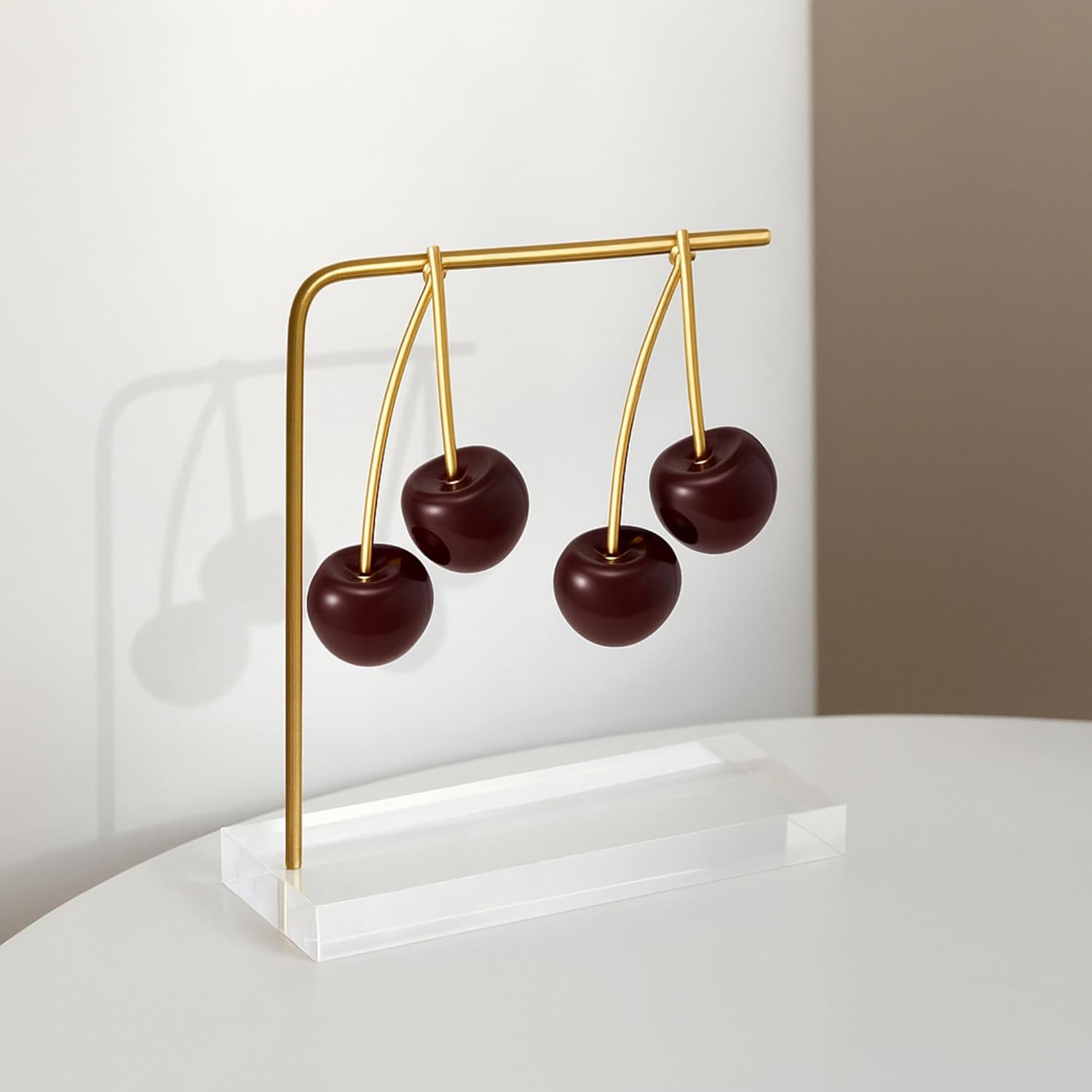 Cherry Dangle Earrings for Women, Cute Red Fruit Drop Earrings, Statement Jewelry, Fun and Quirky Gifts, Lightweight Gold Fruit Accessories - Image 4