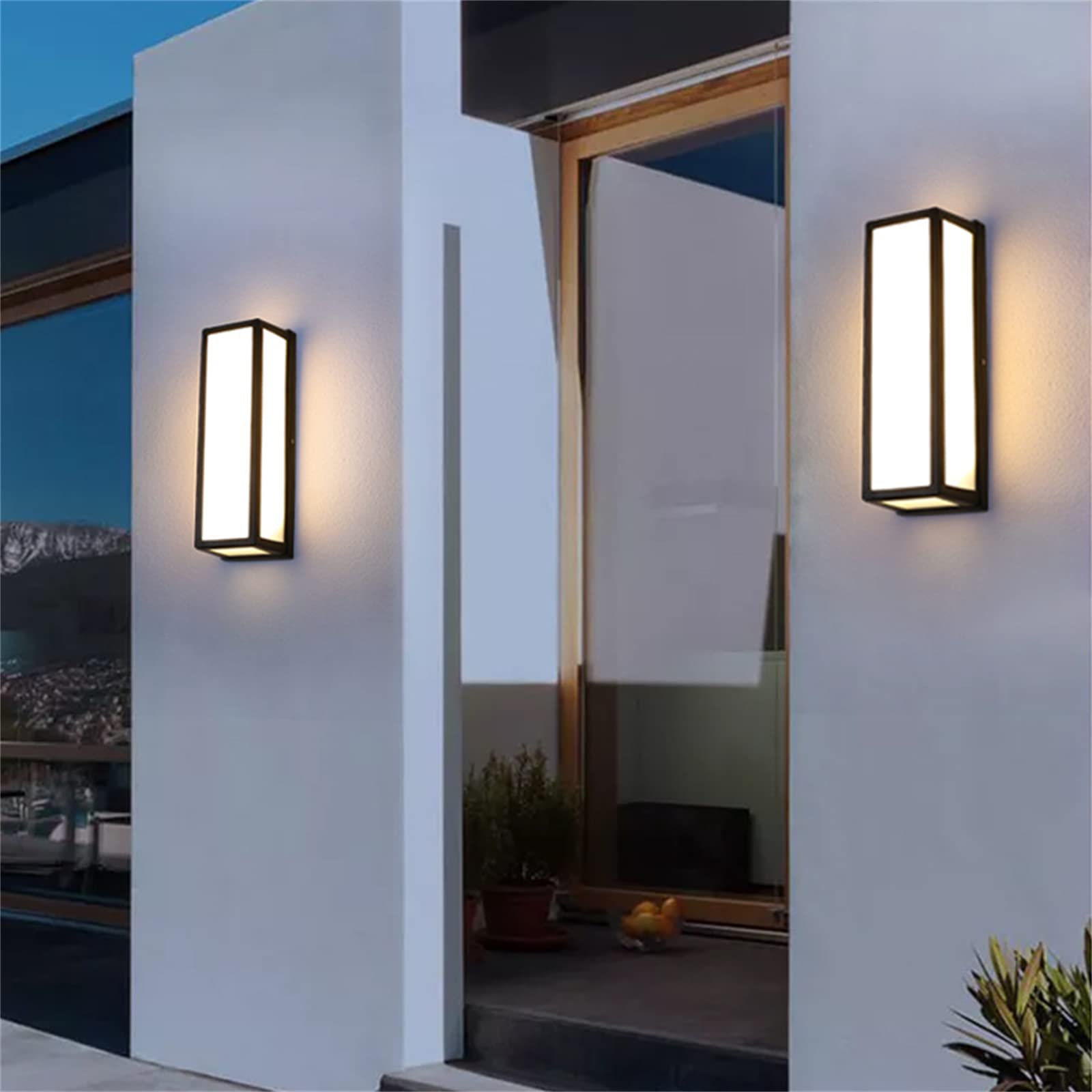 QYYZTQY Black Outdoor Lights with Motion Sensor Garden Lamp Mains Powered Waterproof IP65 Exterior Indoor Sconces 20W Aluminum Outside Wall Spotlights for Terrace Balcony (Cool White 6000K)