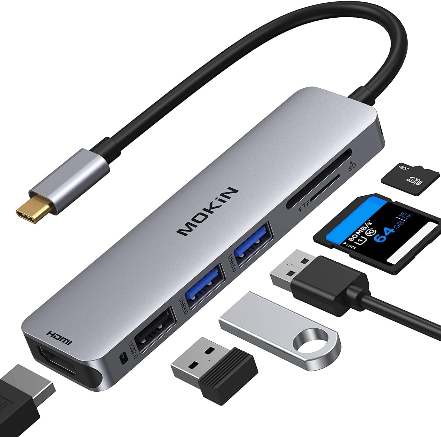 USB C to HDMI Adapter, 6 in 1 MacBook Pro Adapter USB C Hub 4K@60Hz for MacBook Pro 2020-2016, MacBook Air 2020-2018, Ipad Pro 2020-image-37