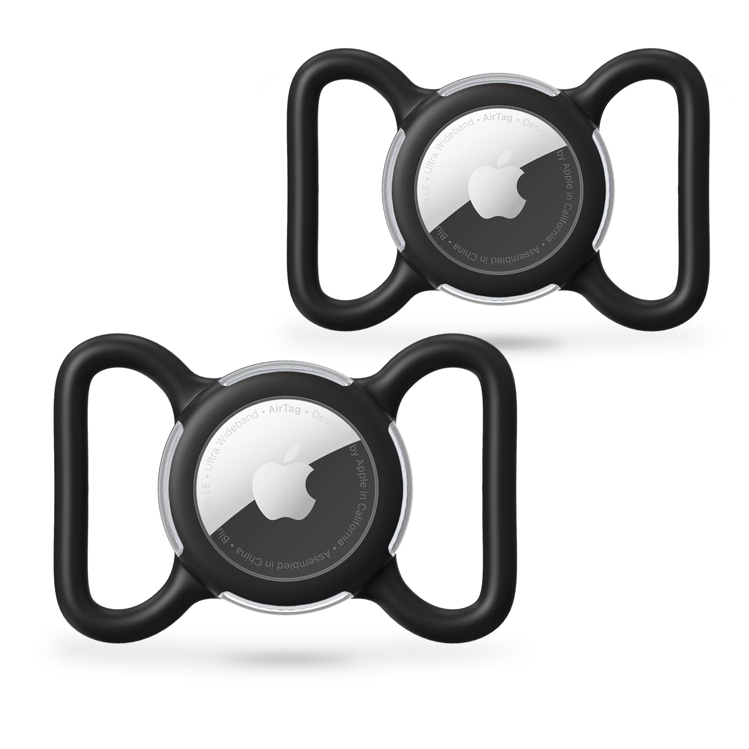 Waterproof Airtag Dog Collar Holder, Silicone & ABS Airtag Holder for Dog & Cat Collars, Ultra-Durable, Lightweight and Protective Airtag Case (Black