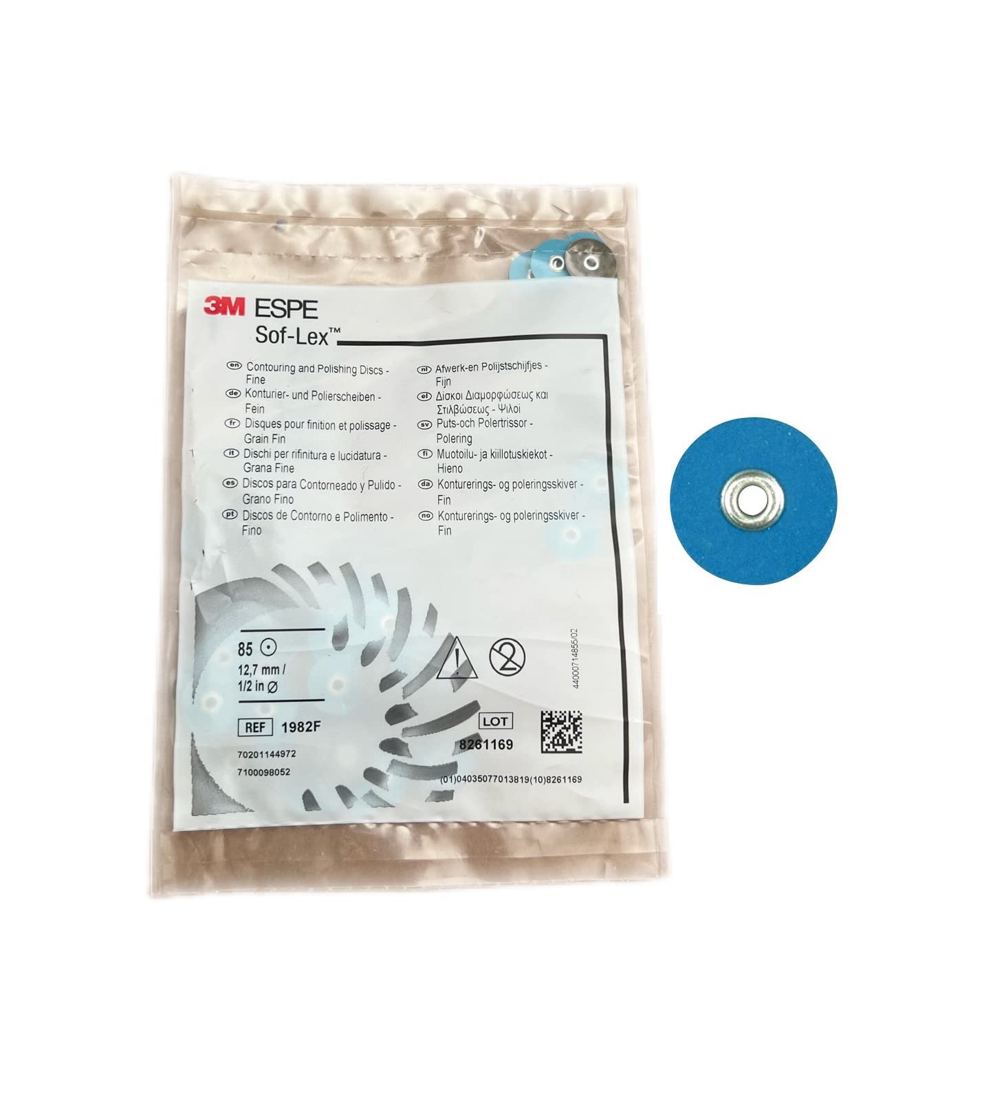 Sof-Lex Finishing and Polishing Discs Refill - (Fine 1/2") Contouring, Pop-On, Blue. (Package of 85) by 3M (1982F)