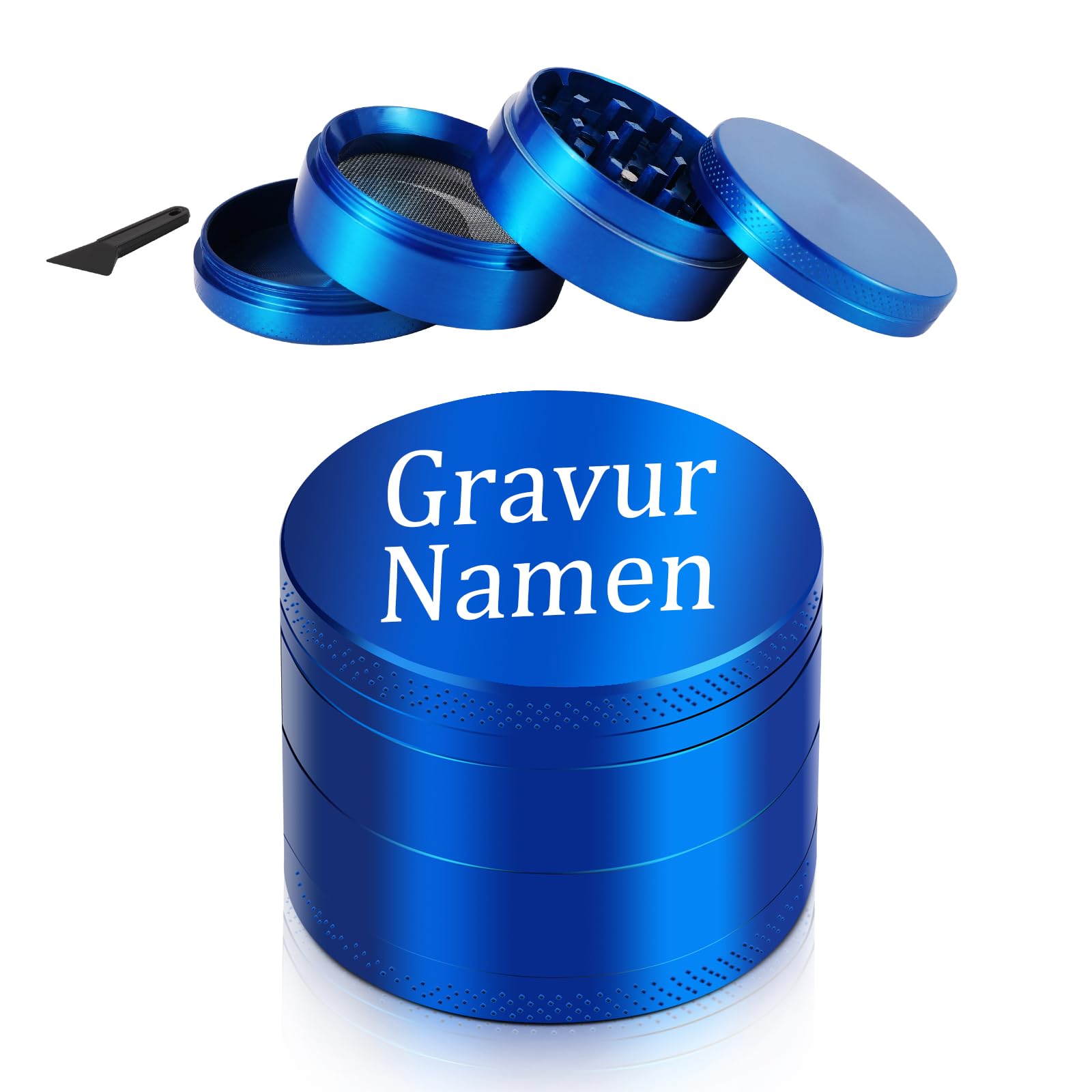 EinzigGeschenk Personalised Stainless Steel Grinder with Your Own Photo - 6 Colours (Black, Red, Silver, Grey Beige, Green, Blue) - Custom Spice Grinder for Kitchen, Coffee & Gifts (Engraving Style)