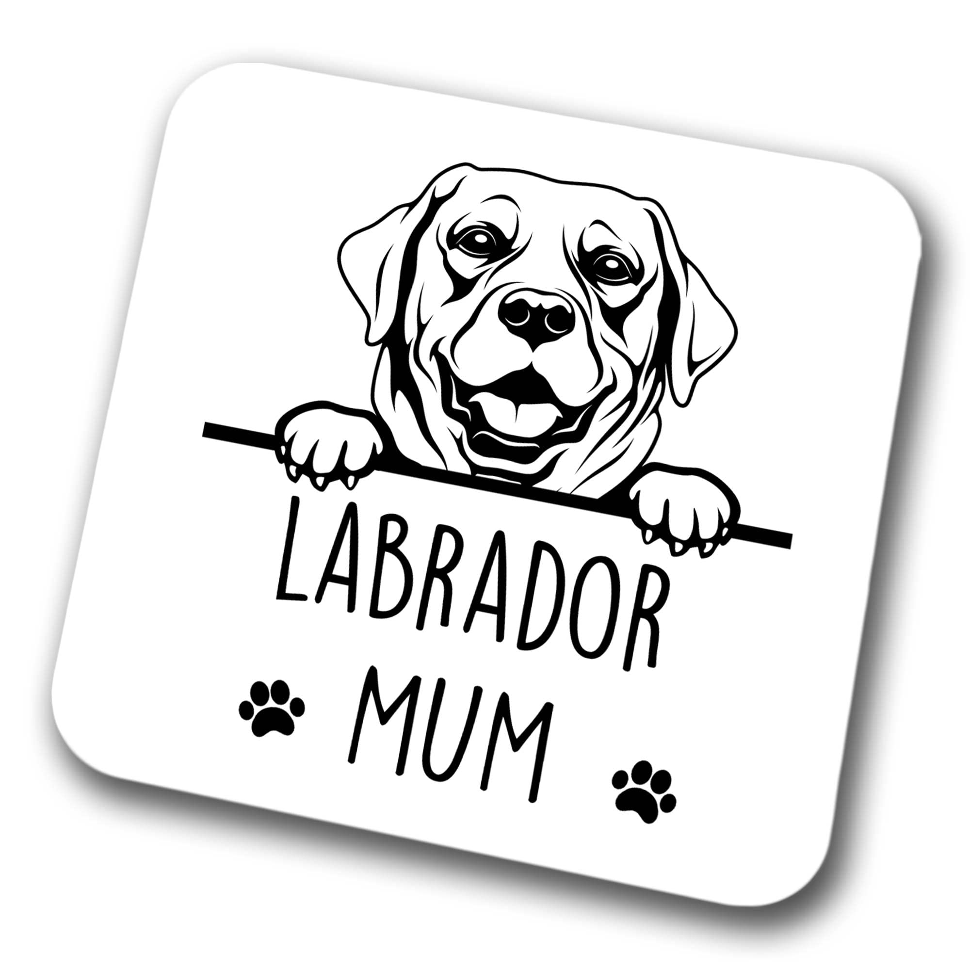 Faithful Prints Boys Labrador Mum Coaster Pet Present Labrador Dog Mum Dad Friend Joke Funny Gift Birthday Christmas, Hardboard Coaster