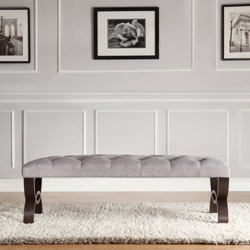 Inspire Q Home Creek Stevenson Linen Round Base Bench