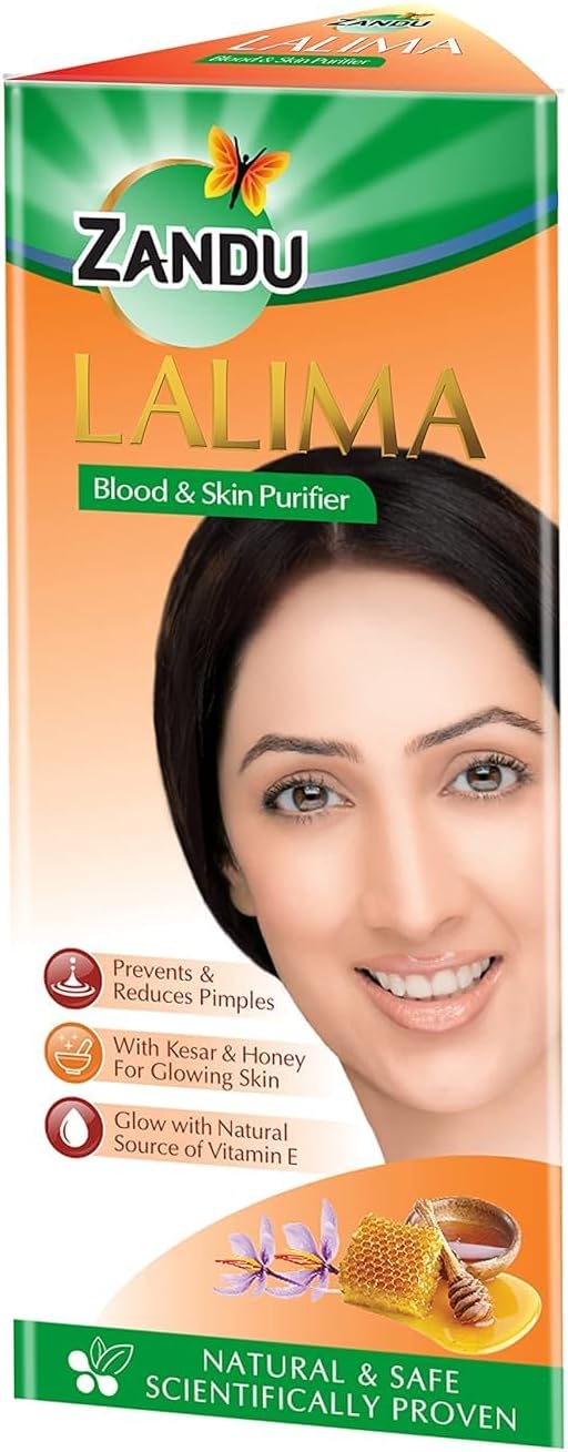 Lalima Blood and Skin Purifier 200 ml, Prevents and Reduces Pimples, Scientifically Proven, Natural and Safe, Made with Kesar and Honey for Glowing Skin