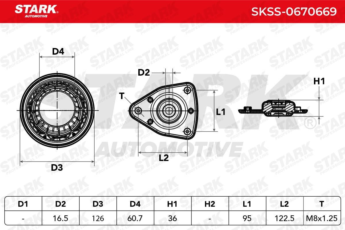 STARK SKSS-0670669 Copela de amortiguador Delantero, ambos lados Compatible con PEUGEOT 2008 I A94, CU