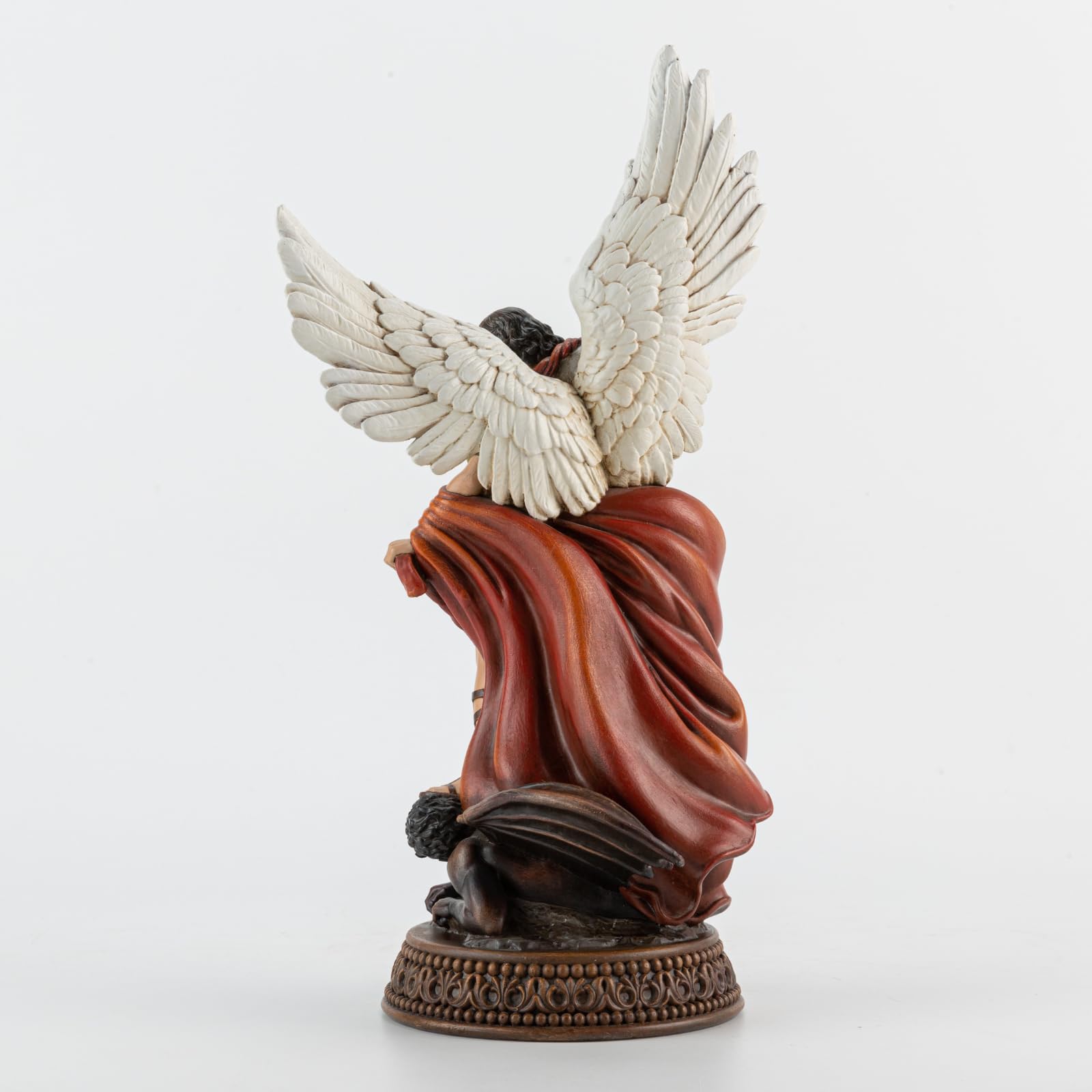 St Michael The Archangel Painted in Full Color,12" H San Miguel The Great Protector Archangel Statue with Wings,St. Archangel Michael Defecting with Satan on Base with Name Plate