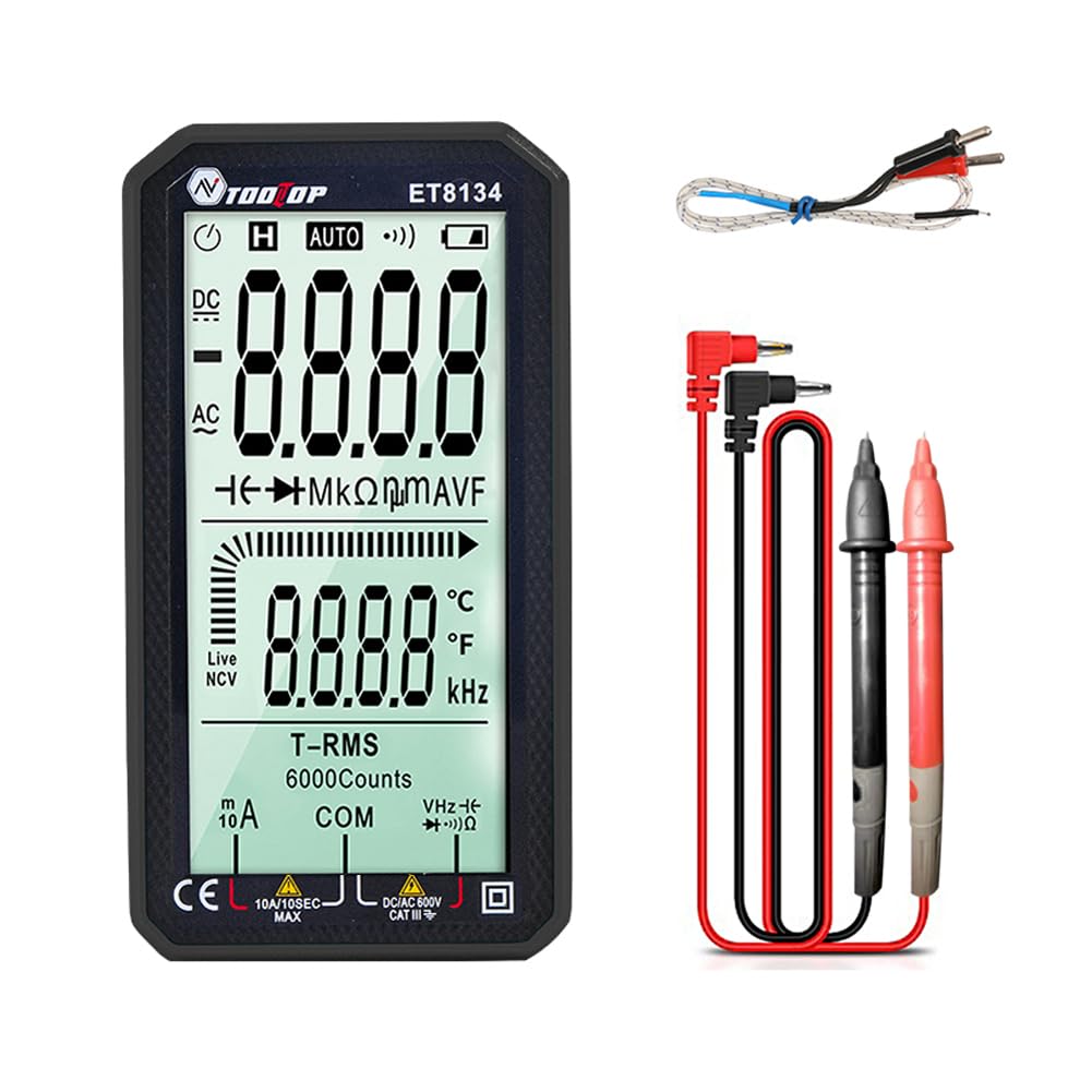 HUIOP Portable 4.7 Inch LCD Screen,ET8134 Portable 4.7 Inch LCD Screen Multimeter Direct Current Voltage Current AC Voltage Current Measurement Capacitance Resistance Measuring Multifunction Multimete