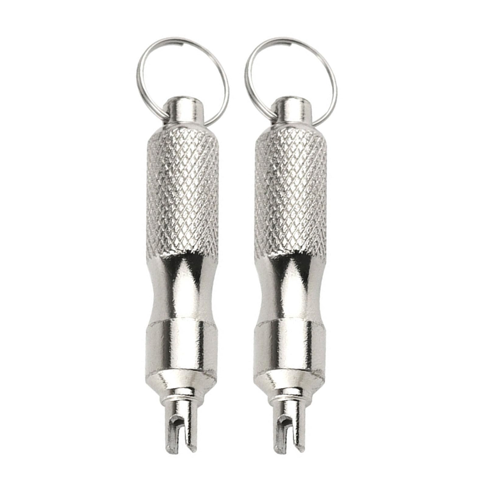 CAZSTYK 2Pcs Stainless Steels Tyre Valves Cores Remover Tool with Keyring Tire Valves Wrench Universals Tire Repair Screwdriver Antirust Tyre Cores Remover Tool