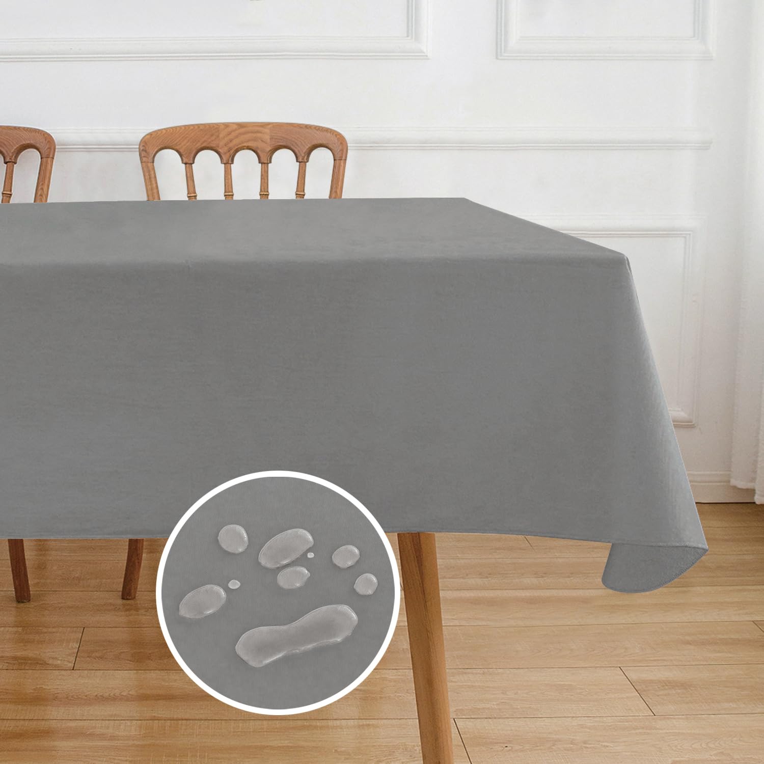Amazon.com: NLMUVW Dark Grey Vinyl Tablecloth 84 Inch with Flannel ...