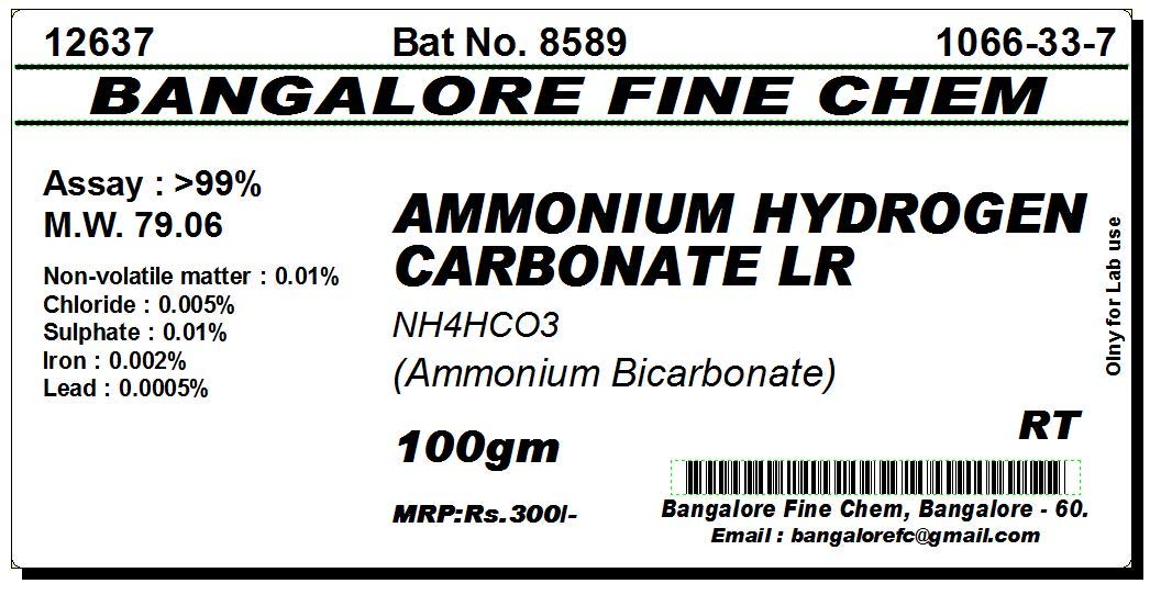 See full amazon price history chart for BFC AMMONIUM BICARBONATE LR - 100gm. (AMMONIUM HYDROGEN CARBONATE) (NH4HCO3) CAS No. 1066-33-7 BFC AMMONIUM BICARBONATE LR - 100gm. (AMMONIUM HYDROGEN CARBONATE) (NH4HCO3) CAS No. 1066-33-7 (B08ZXPT4MG) Amazon Price History, Amazon Price Tracker