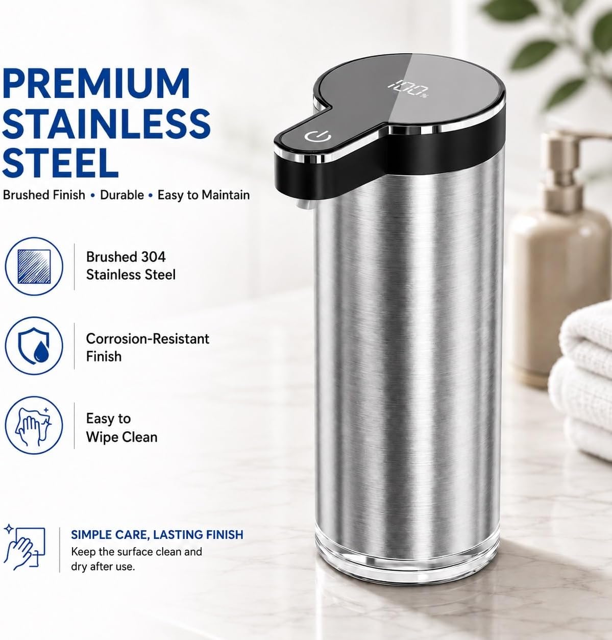 Automatic Liquid Soap Dispenser Touchless (Stainless Steel Black, Liquid) image 4