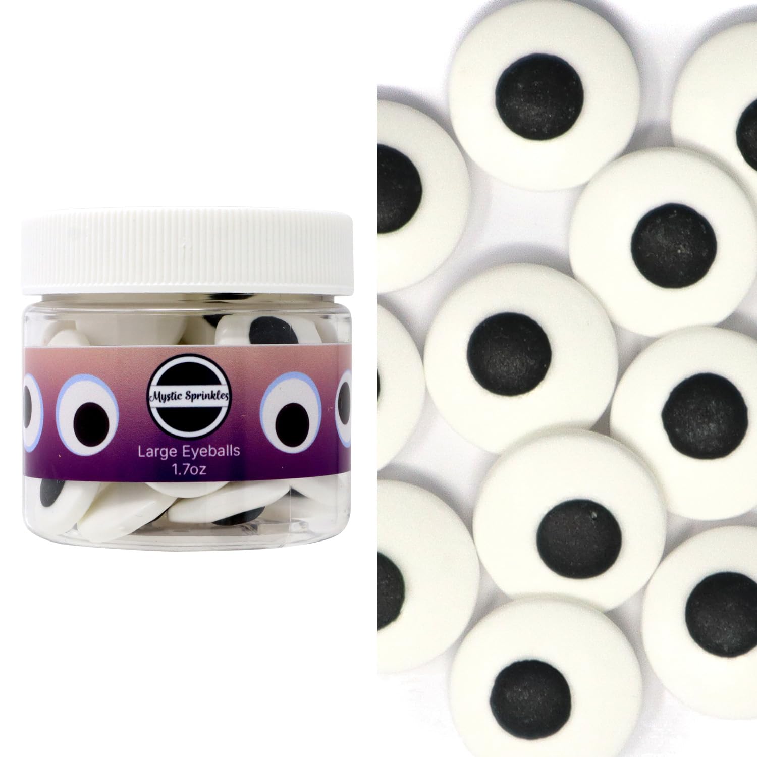 Mystic Sprinkles Halloween Candy Shape Sprinkles (Large Eyeballs, 2oz Jars)
