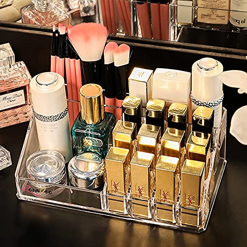 ROSAORO Bathroom Counter or Dresser Cosmetics, Jewelry and Brushes Cosmetic Organizer Storage Large 3Colors Clear, Gold and Pink (Gold)