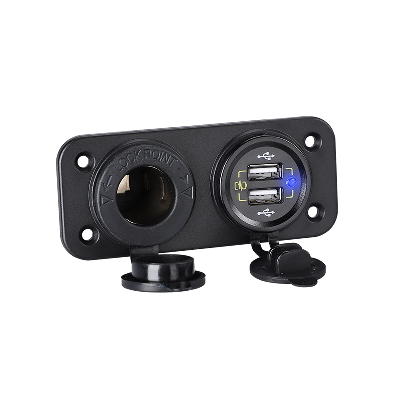 Gniazdo samochodowe USB 12 V typu C, montaż na panelu, 2-portowe, gniazdo zapalniczki samochodowej 3.0 Super QC, szybkie(Dual Qc3.0 Port)