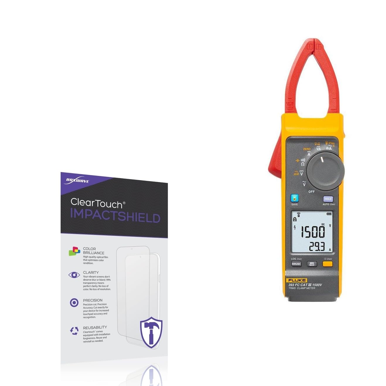 BoxWave Screen Protector Compatible with Fluke 393 FC - ClearTouch ImpactShield (2-Pack), Impenetrable Screen Protector Flexible Film