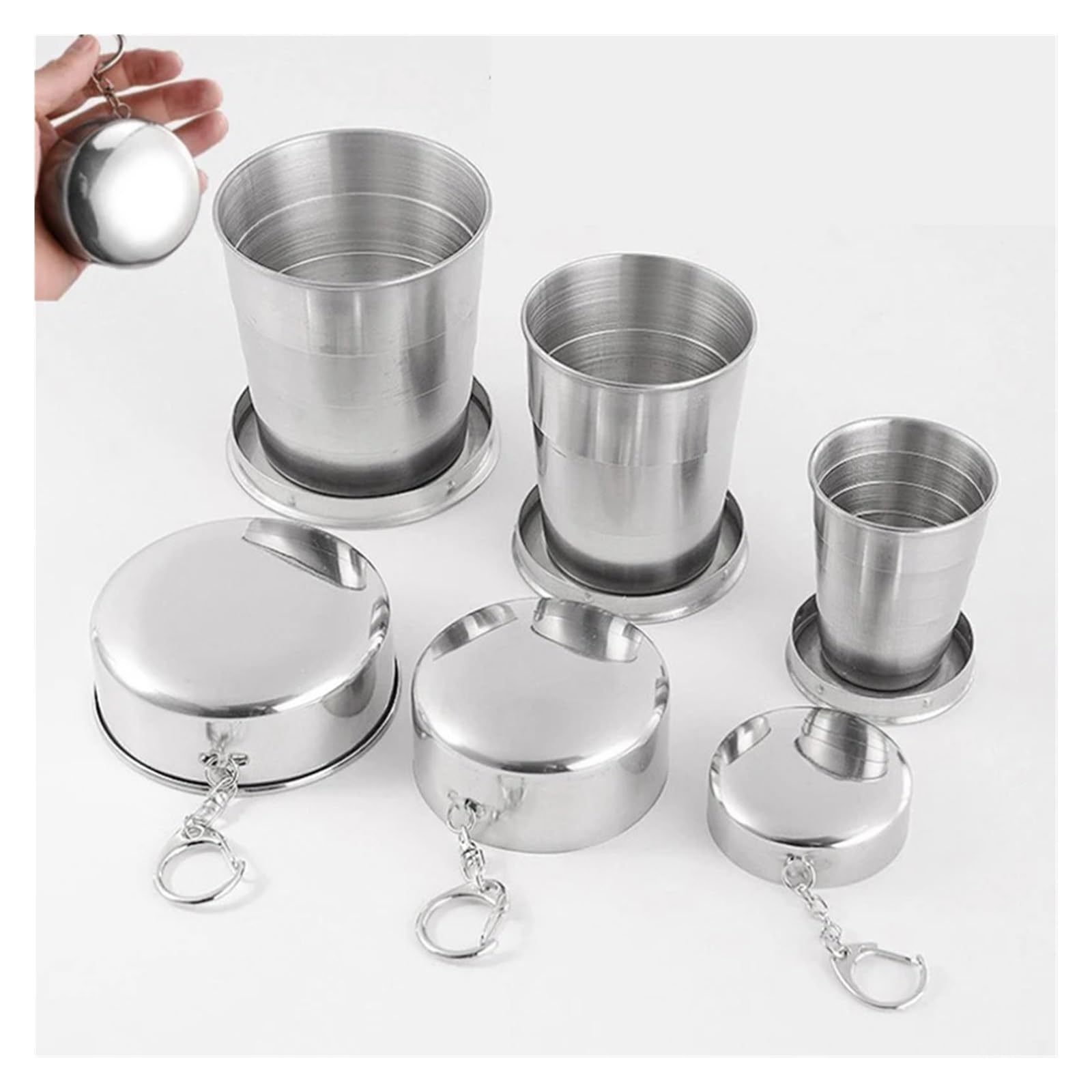 Bicchiere Acciaio Inox Pieghevole Tazza pieghevole in acciaio inossidabile | Tazze telescopiche retrattili portatili