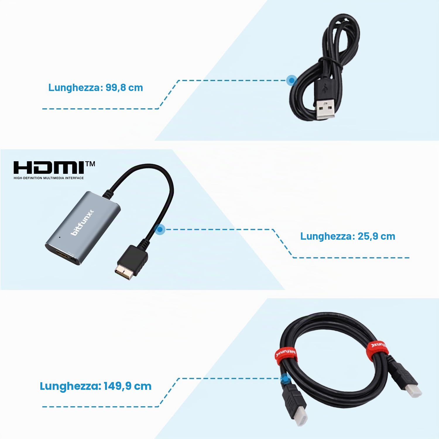 BITFUNX Adattatore HDMI per PS2/PS1/PS One, interruttore RGB integrato a componente, supporta RGB/Component a HDMI 1080P, adattatore per videogiochi Plug & Play