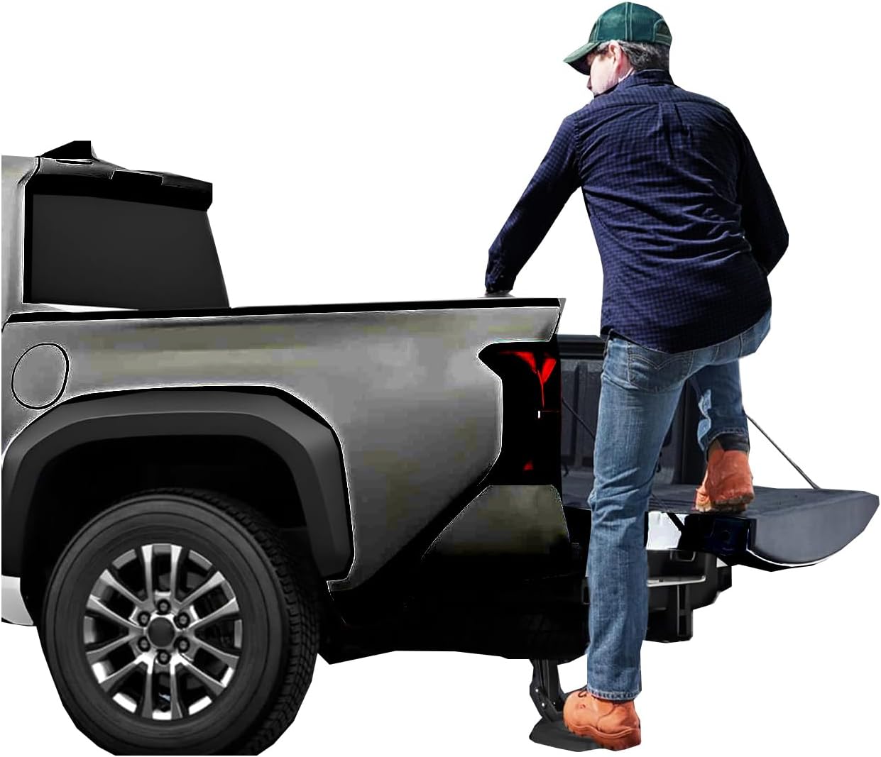 Retractable Truck Bed Step Compatible with 2024-2025 Toyota Tacoma | Heavy-Duty Aluminum Folding Tailgate Step | Easy Install | OE # PT392-35920