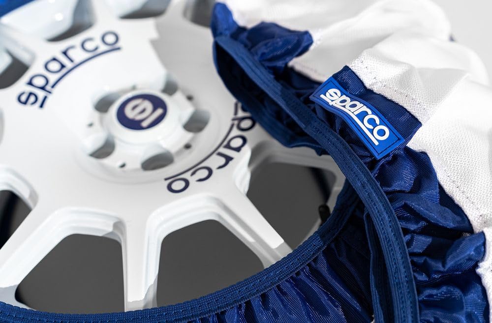 Sparco Set di 2 Calze da Neve in Tessuto Bianco Silenziose - Taglia XL | Facili da Montare, Massima Aderenza su Strada