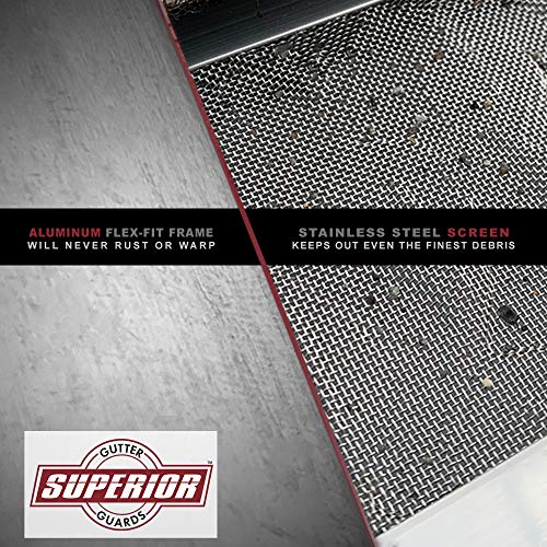 Image of Superior Gutter Guards | NEW Raised Stainless-Steel Screen Technology Gutter Cover, DIY Constructed. Fits any Traditional 5-inch Gutter - 48FT Kit