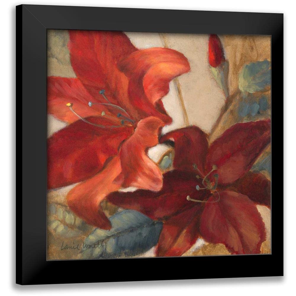 ArtDirect - Loreth, Lanie 15x15 Black Modern Framed Art Print Titled: Crimson Fleurish I
