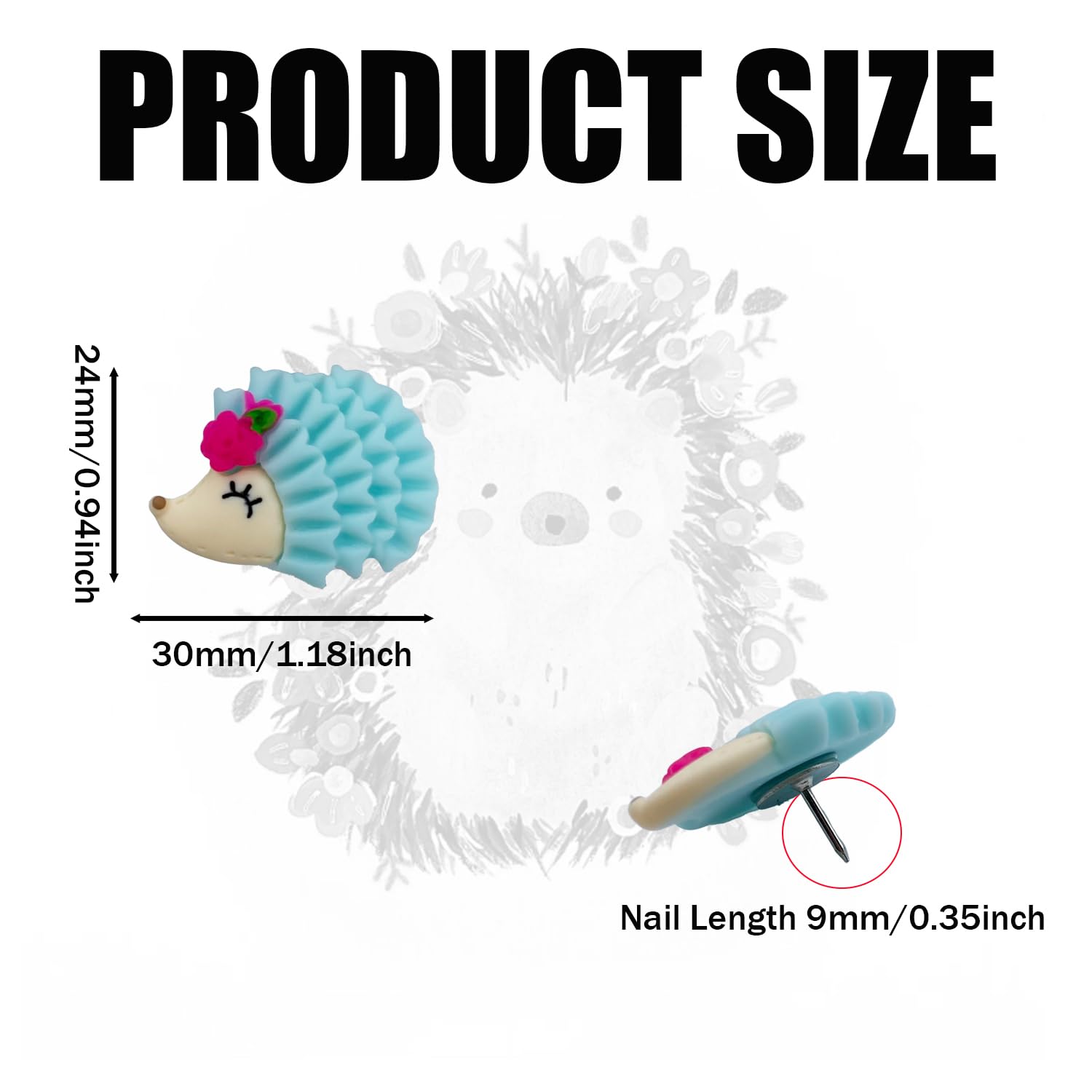 20 Pcs Cute Hedgehog Push Pins - Mixed Color Resin Thumbtacks For Bulletin Boards & Photo Walls