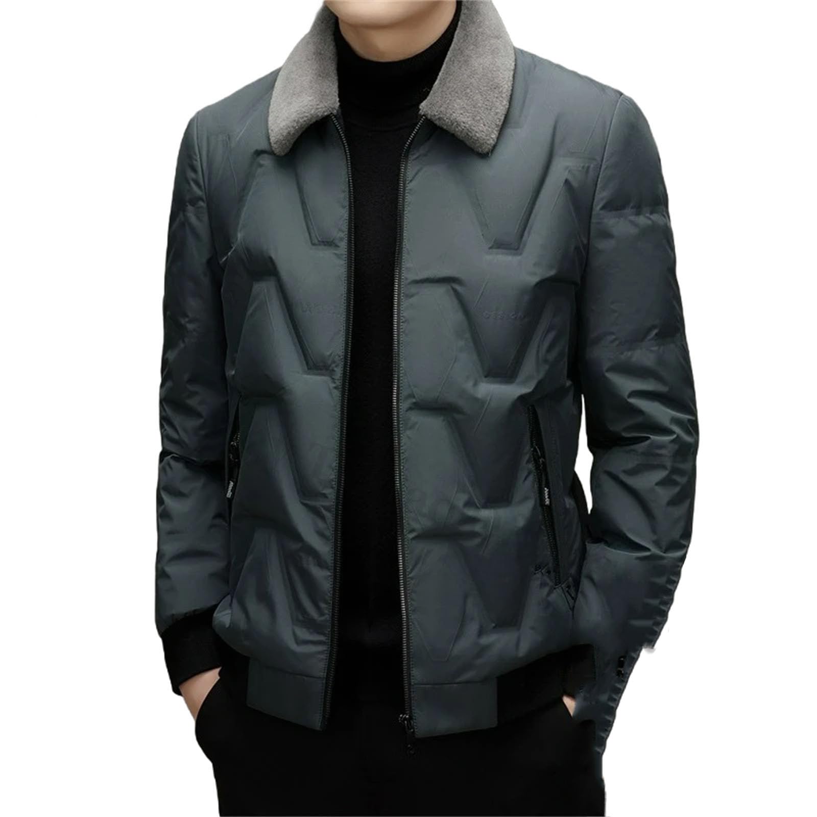 Doudoune homme chaude col en laine contre le froid du matin
