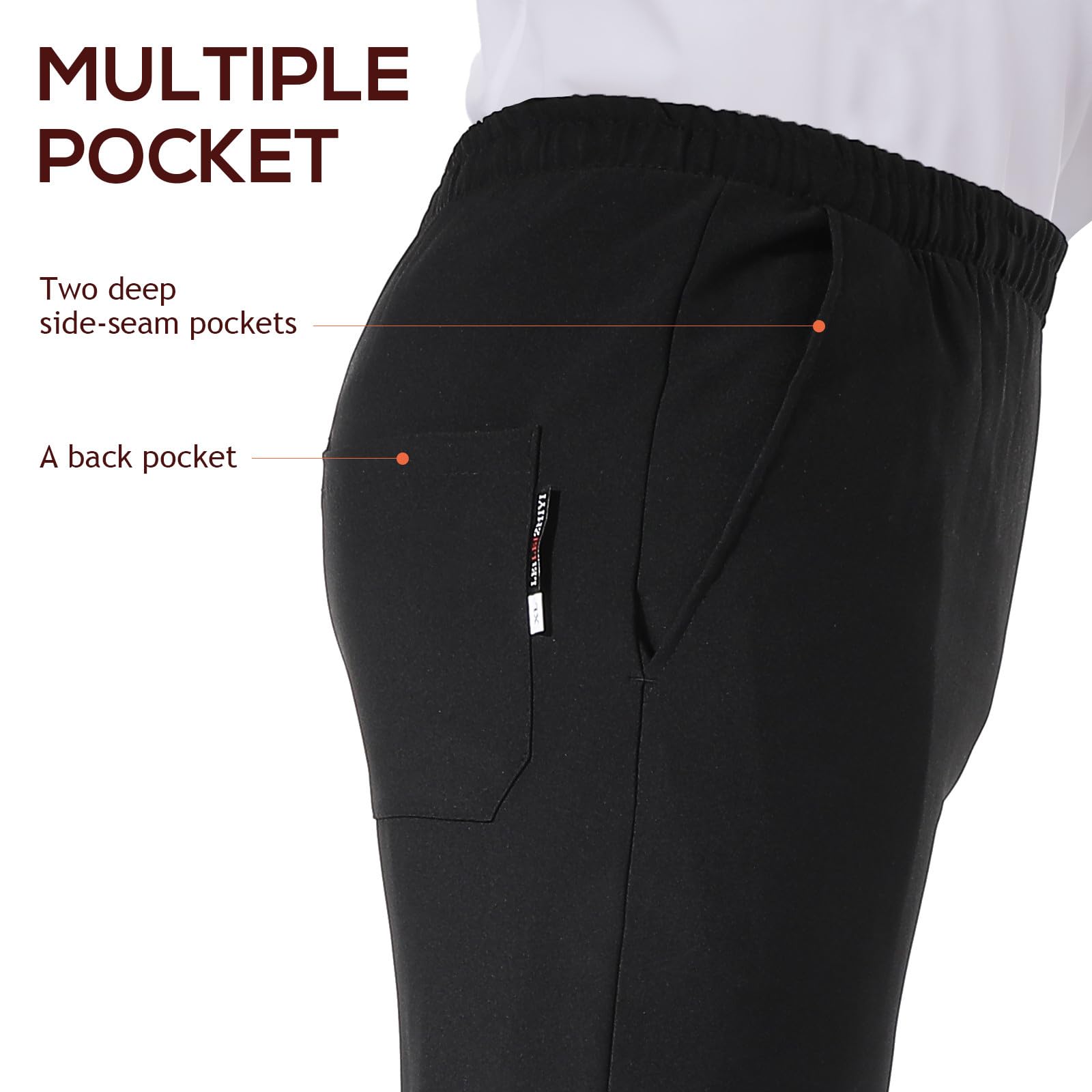 Adorainbow Pantalon Cuisine Noir pour Chef en Polyester-Coton Respirant et Facile à Laver, pour Hôtel et Restaurant, Taille M Confortable et Résistante
