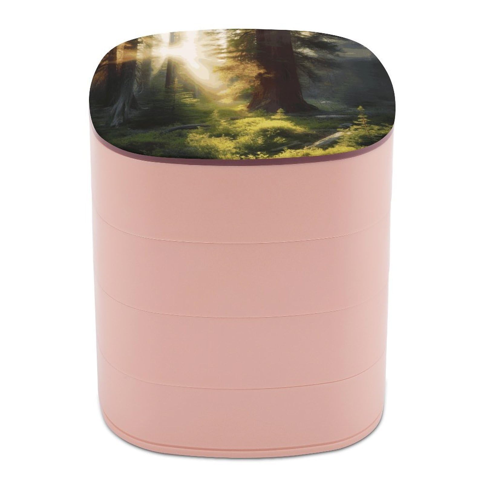 JTREHY Morning Sunlight in Wilderness Jewelry Box 4-Layer Covered Rotating Jewelry Storage Box Large Capacity Storage Boxes Portable Jewelry Case for Bracelets Earrings Necklace