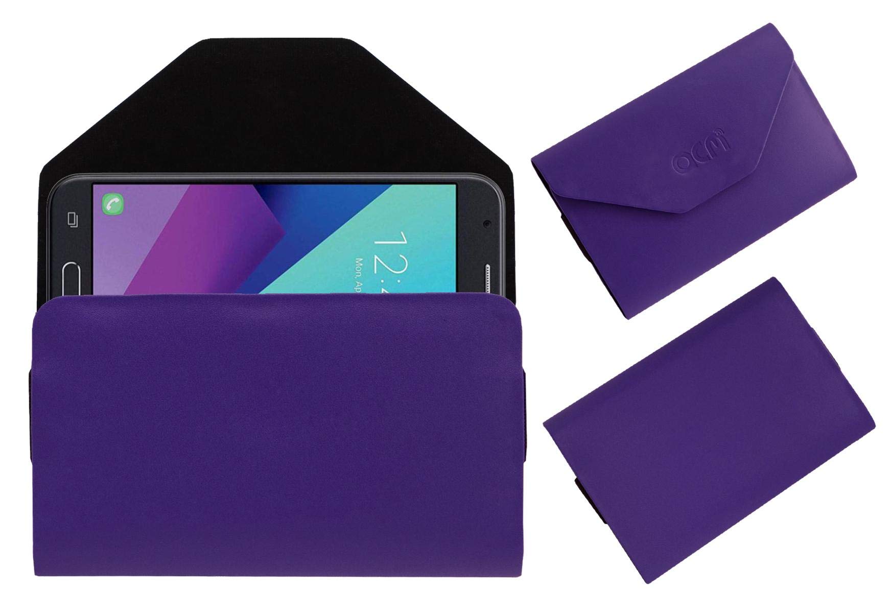 ACM Flip Flap Pouch Case Compatible with Omnical Omc S2 Mobile Leather Cover Purple