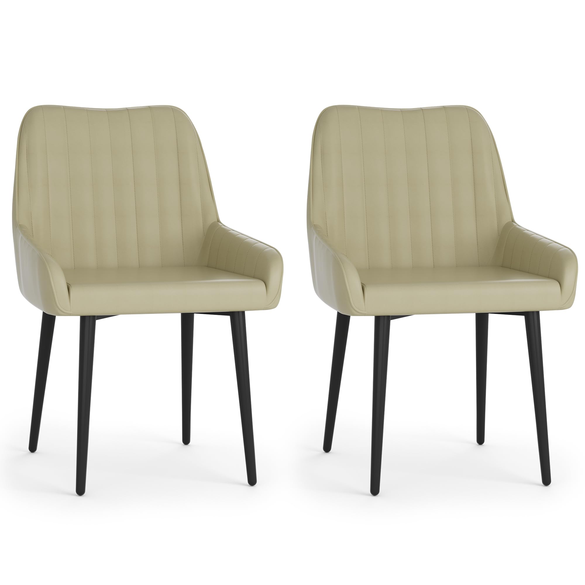 Set 2 Sedie Da Cucina FiveWillowise - Schienale Ergonomico, Gambe Metallo, Verde Nebbia