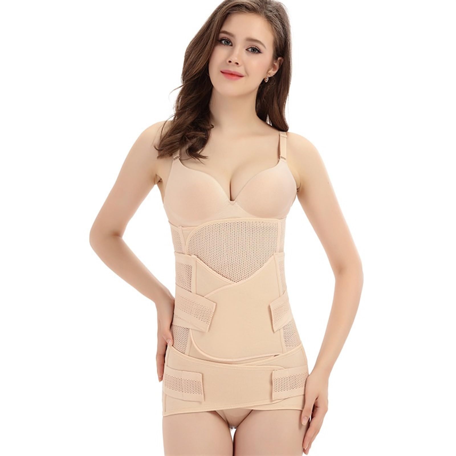 Yxinaer Apricot 1 3 In 1 Postpartum Belly Belt Band Girdles Corset Body Shaper Strap Postnatal C-Section Waist Trainer Pelvis Wrap Postpartum Belly Wrap(,Xl)