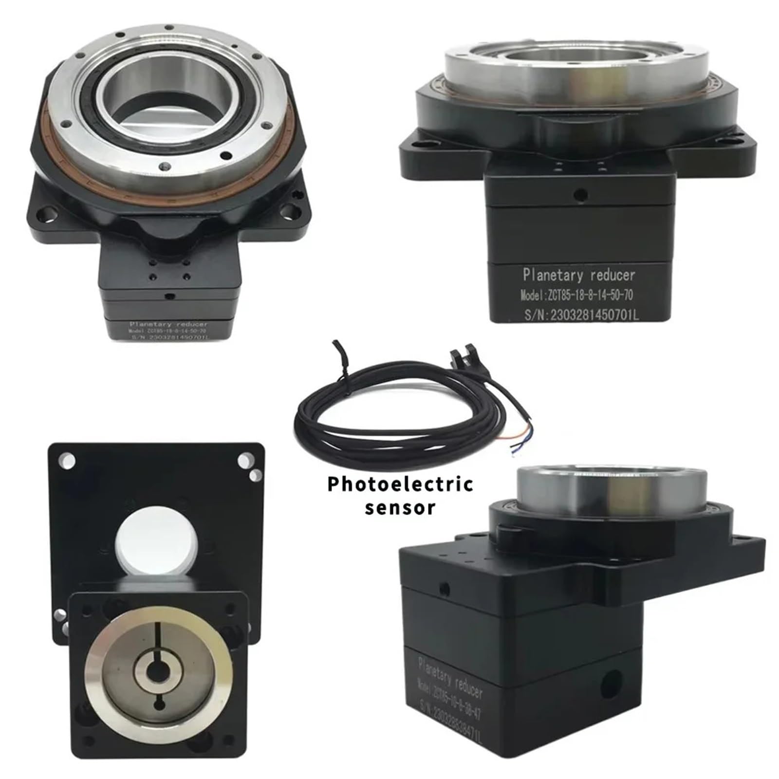 1 x Nema23 130 mm Hohlraum-Rotationsplattform mit Kegelradgetriebe (Verhältnis 70 to 1,14 mm Input-Nema34)