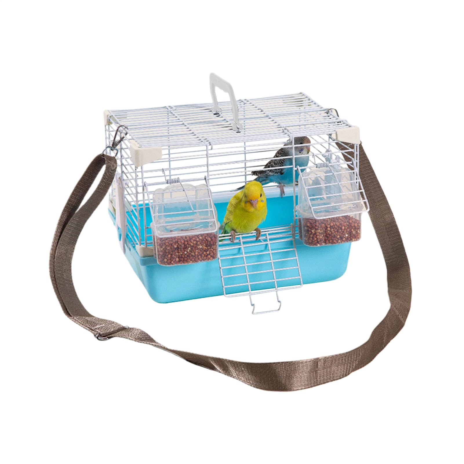 Jaula para loros, jaula de viaje para pájaros con correa para el hombro y bandeja inferior extraíble, jaulas portátiles para animales pequeños, para cacatúas, peonías, perlas, municiones