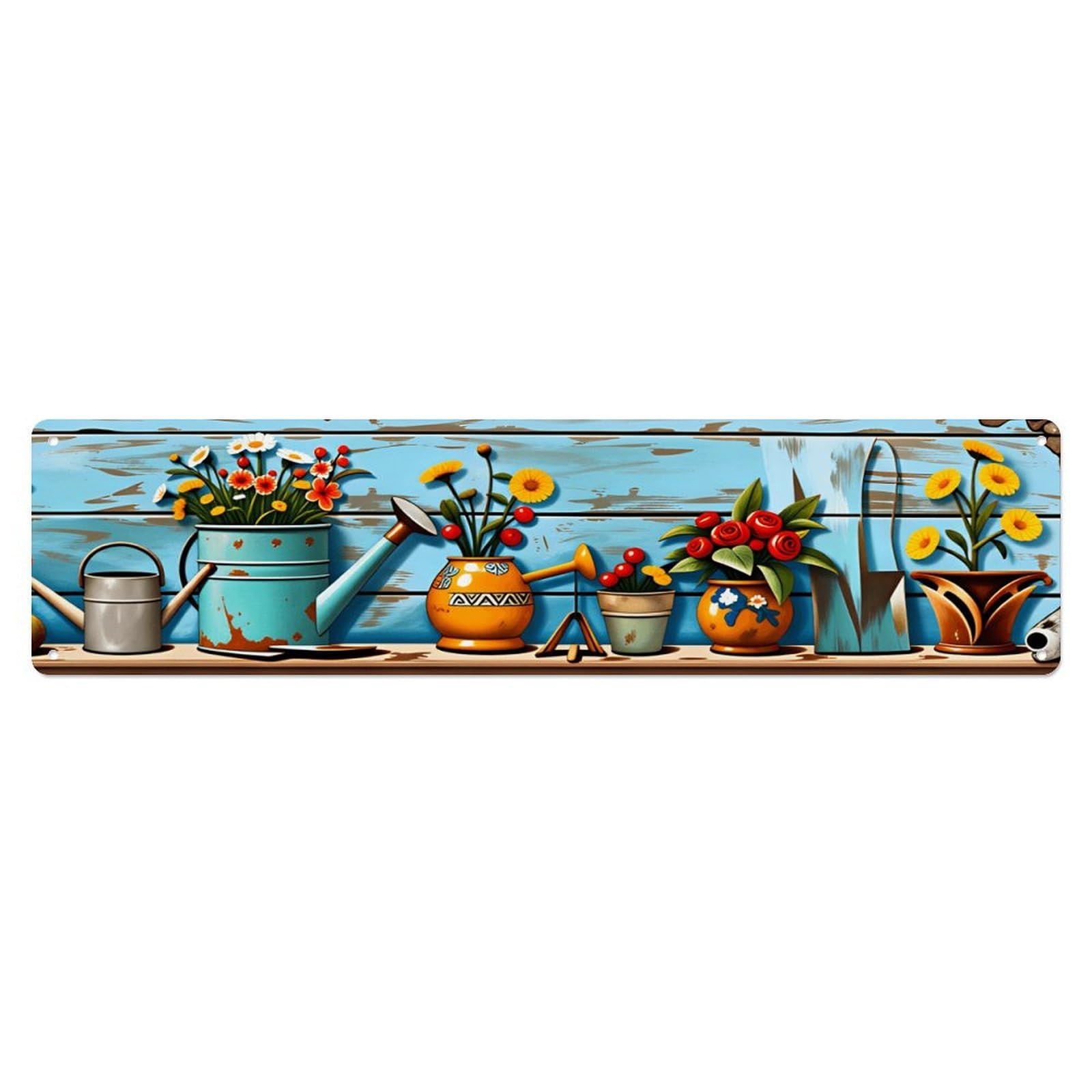 Farmhouse Garden Floral Wall Decor Sign Vintage Aluminium Metal Sign, Retro Wall Decor for Home, Bar, Garage & Farmhouse 10 * 40cm