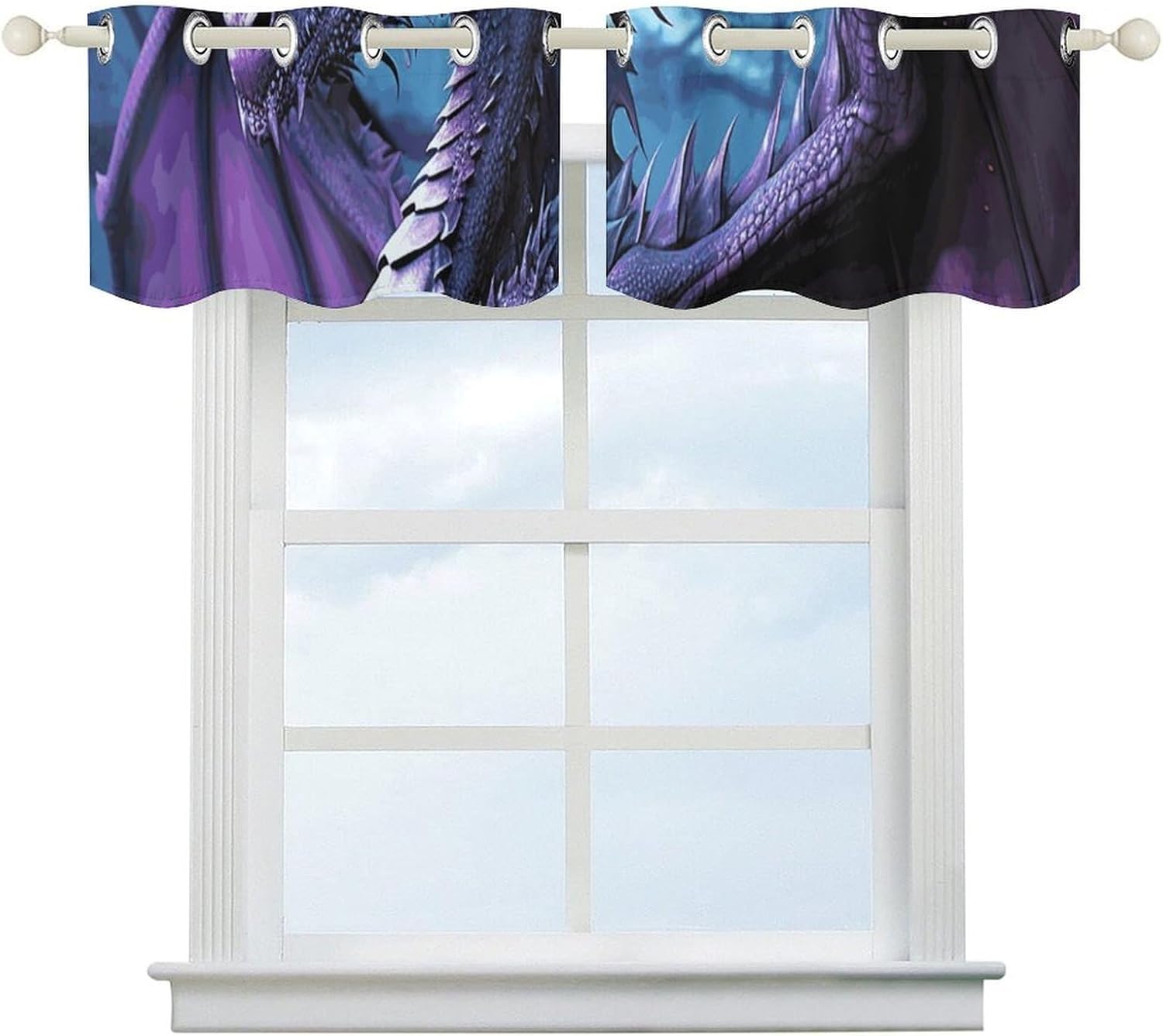 Purple Dragon Purple Moon Valances for Window 2 Panels. Light Filtering Curtains Farmhouse Short Small Valance.Modern Curtains for Windows Living Room Kitchen Over Sink.