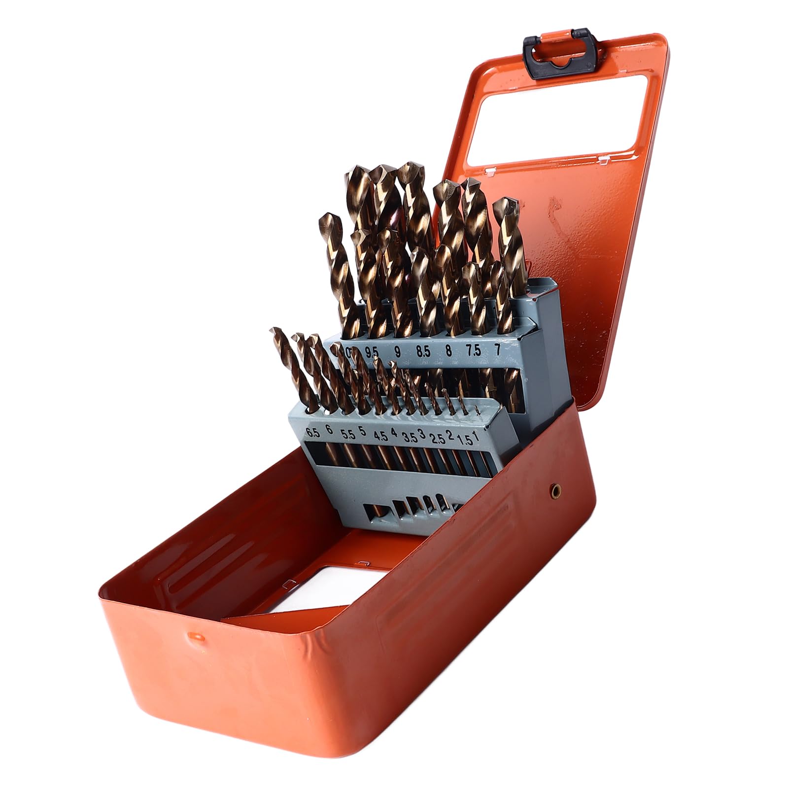 Juego de brocas 25 piezas Kit de brocas HSS de cobalto Eliminación rápida de virutas para hierro de acero inoxidable con enfriamiento a alta temperatura y doble ángulo posterior