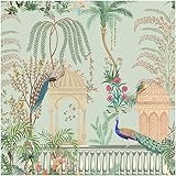 Blooming Wall DPYC17 Castle and Peacocks Standing on The Balcony Peel and Stick Wallpaper Removable Self Adhesive Wall Mural Wall Décor