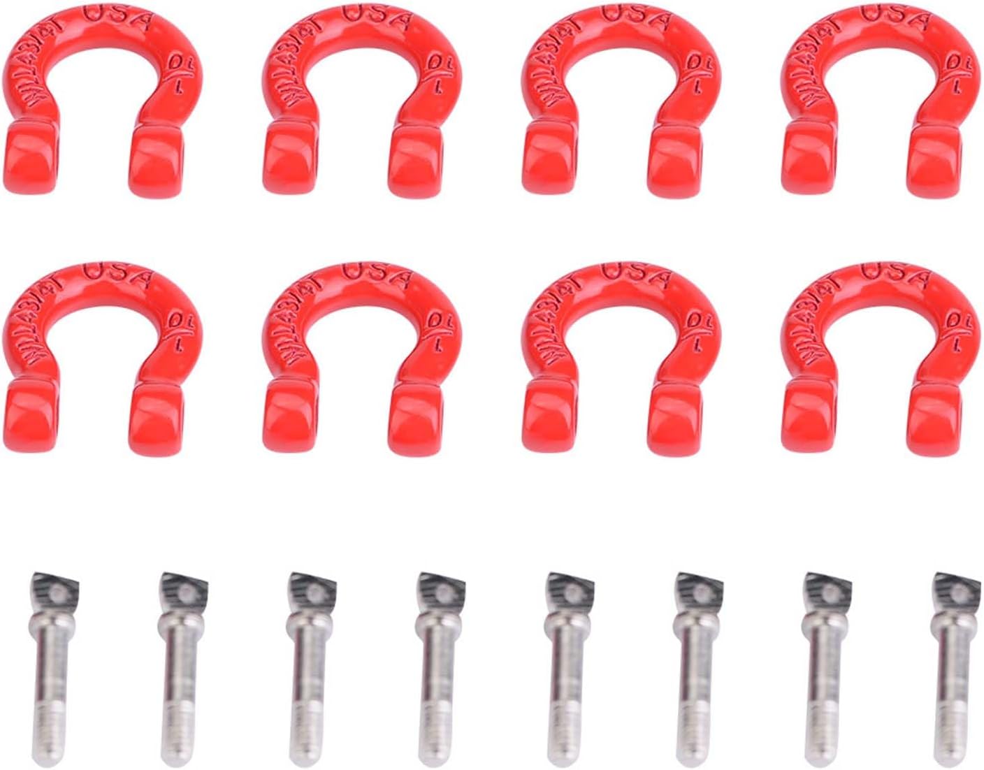 Yctze 8PCS Metal Tow Shackle Lock Catch Assembly RC Climbing Crawler Car Accessories Parts Car Model Accessory for 1/10, 1/12, 1/18, 1/24 Scale RC Cars with Trailer Buckle and Hooks