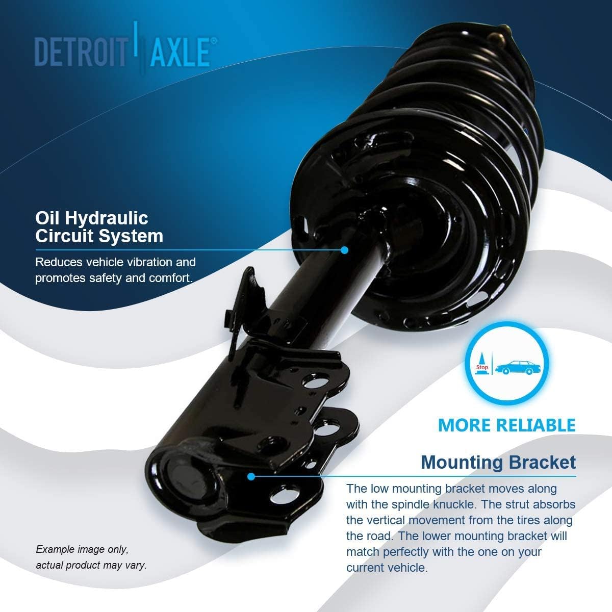 Detroit Axle - FWD Struts Sway Bars for 08-11 Toyota Highlander, 4 Front and Rear Struts & Coil Spring 4 Stabilizer Sway Bars 2008 2009 2010 2011 Replacement Ready Strut Shocks Assembly