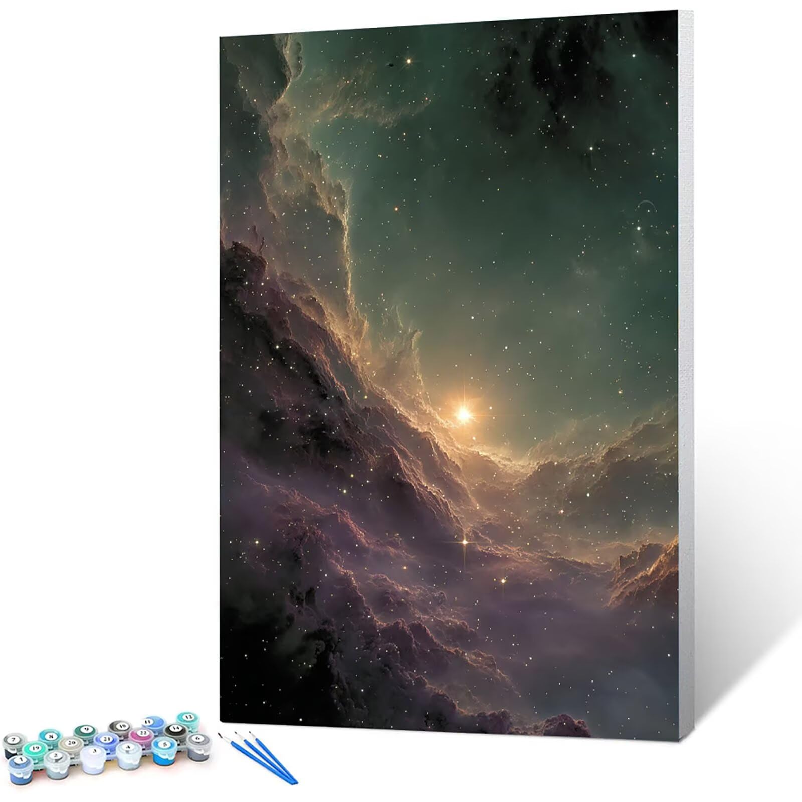 Malowanie według numerów dla dorosłych Sunset, malowanie po numerach Dzieci z ramą gwiaździstego nieba, DIY Zdjęcia DIY Zestawy dla dorosłych, Paint by Numbers z pędzlami i farbami akrylowymi, Prezent