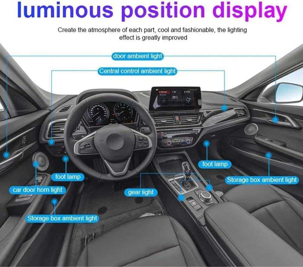 車用雰囲気ライト RGB ネオン電球 アプリ制御 フレキシブル 車用装飾ランプ EL ストリップ ライト LED ワイヤー インター