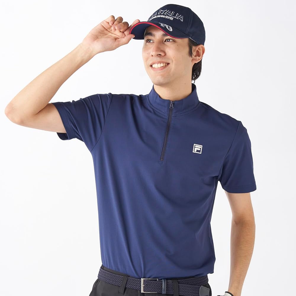 ●●FL/フェアライヤー●●ジャガード半袖ロゴニット・韓国ゴルフ・ブルー ○○FL/フェアライヤー○○ジャガード半袖ロゴニット・韓国