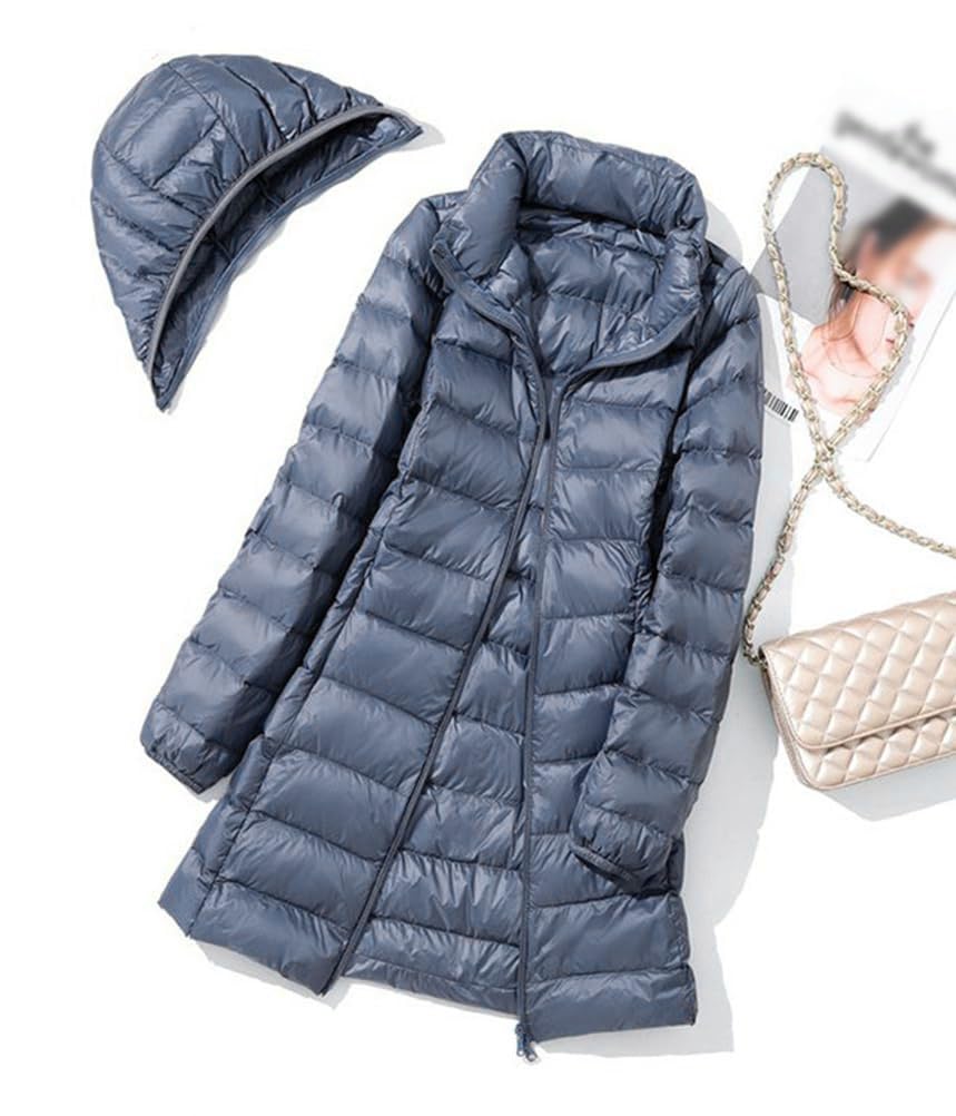 ORANDESIGNE Piumino Leggero Donna con Cappuccio Puffer Jacket Leggeri Giacca Cappotto Lungo Giubbino Down Jacket Piumino Leggero Caldo Giacche Trapuntato Slim Piumini Invernale